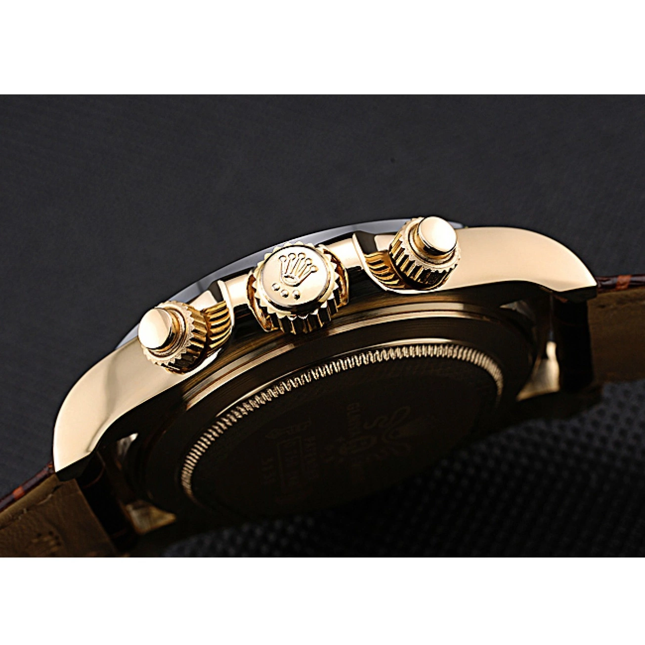 AAA replica watch Subdials Cosmograph Bracelet Daytona Leather Brown Gold 622634 Rolex Case Black 0820